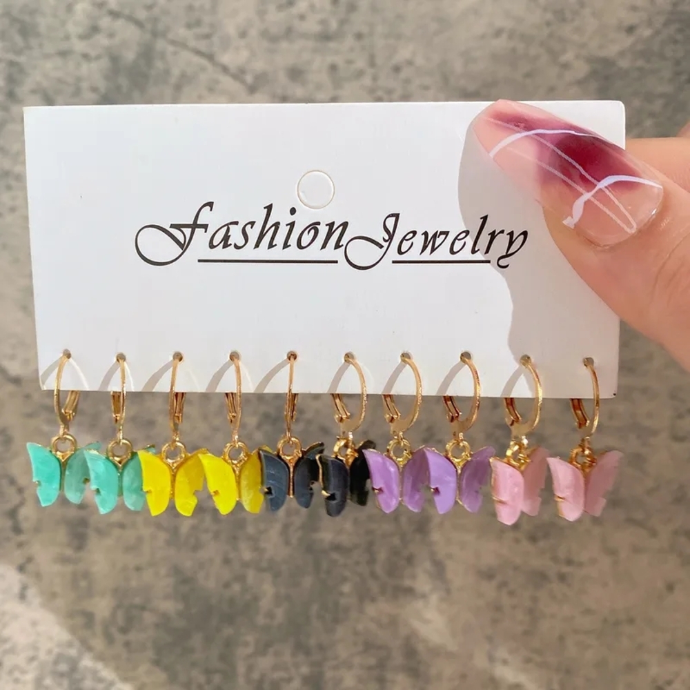 Colorful Butterfly Earrings Set